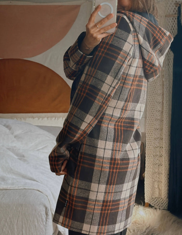 RPM // Checked Woollen Duffel Coat // Size 8