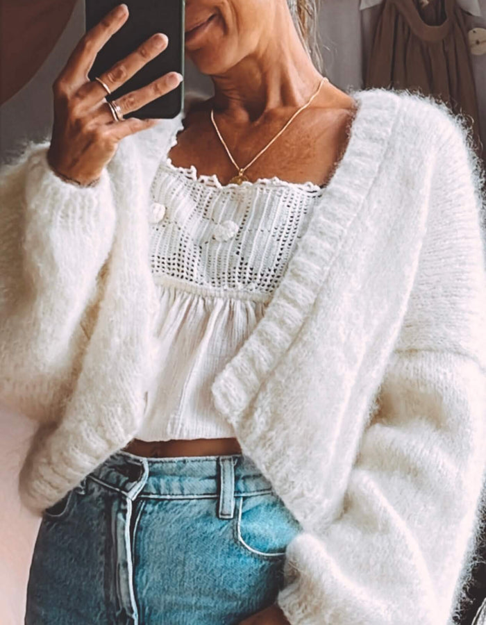 WORN + WILDER // The Cropped Cardi // Cream Mohair // Free Size