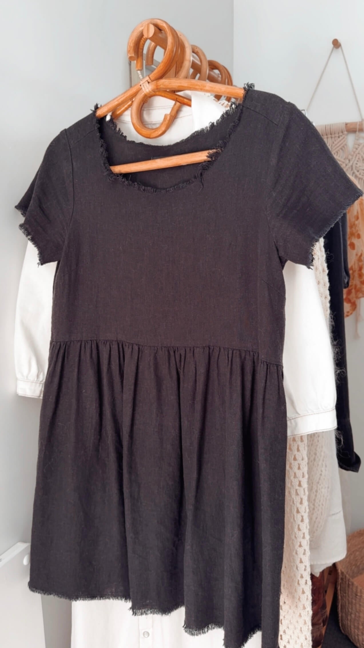 GLASSONS // Black Linen Mini Dress // Size 6