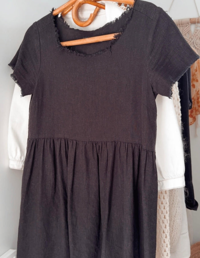 GLASSONS // Black Linen Mini Dress // Size 6