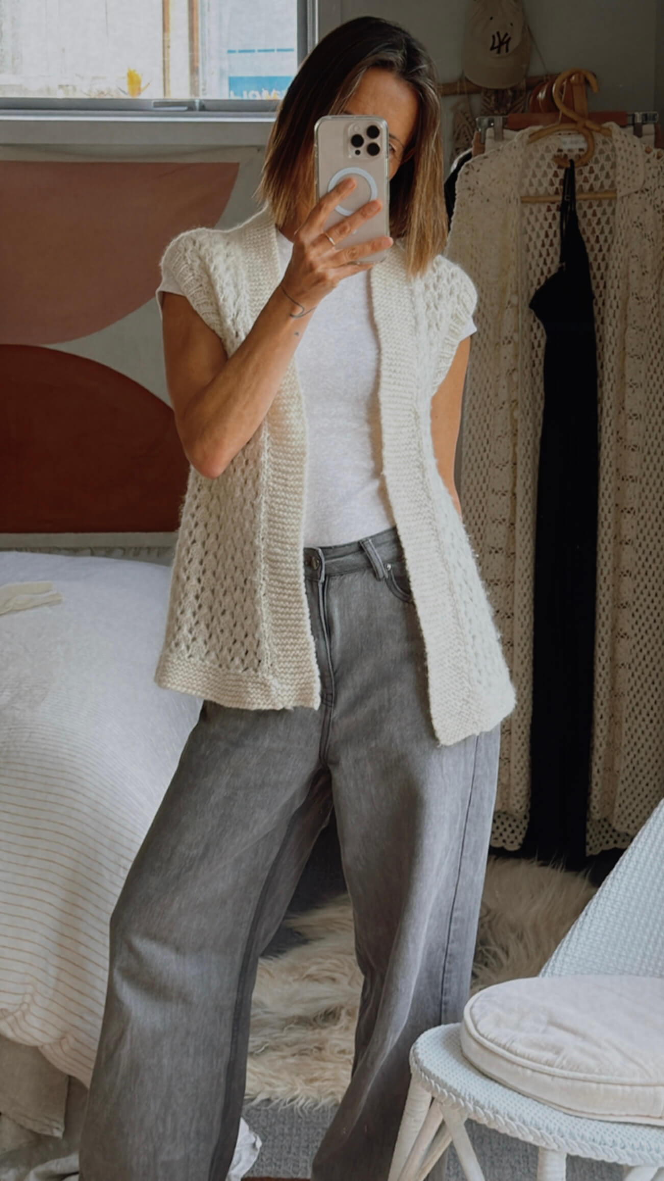 CROCHET VEST // Pure Wool // Cream // Free Size