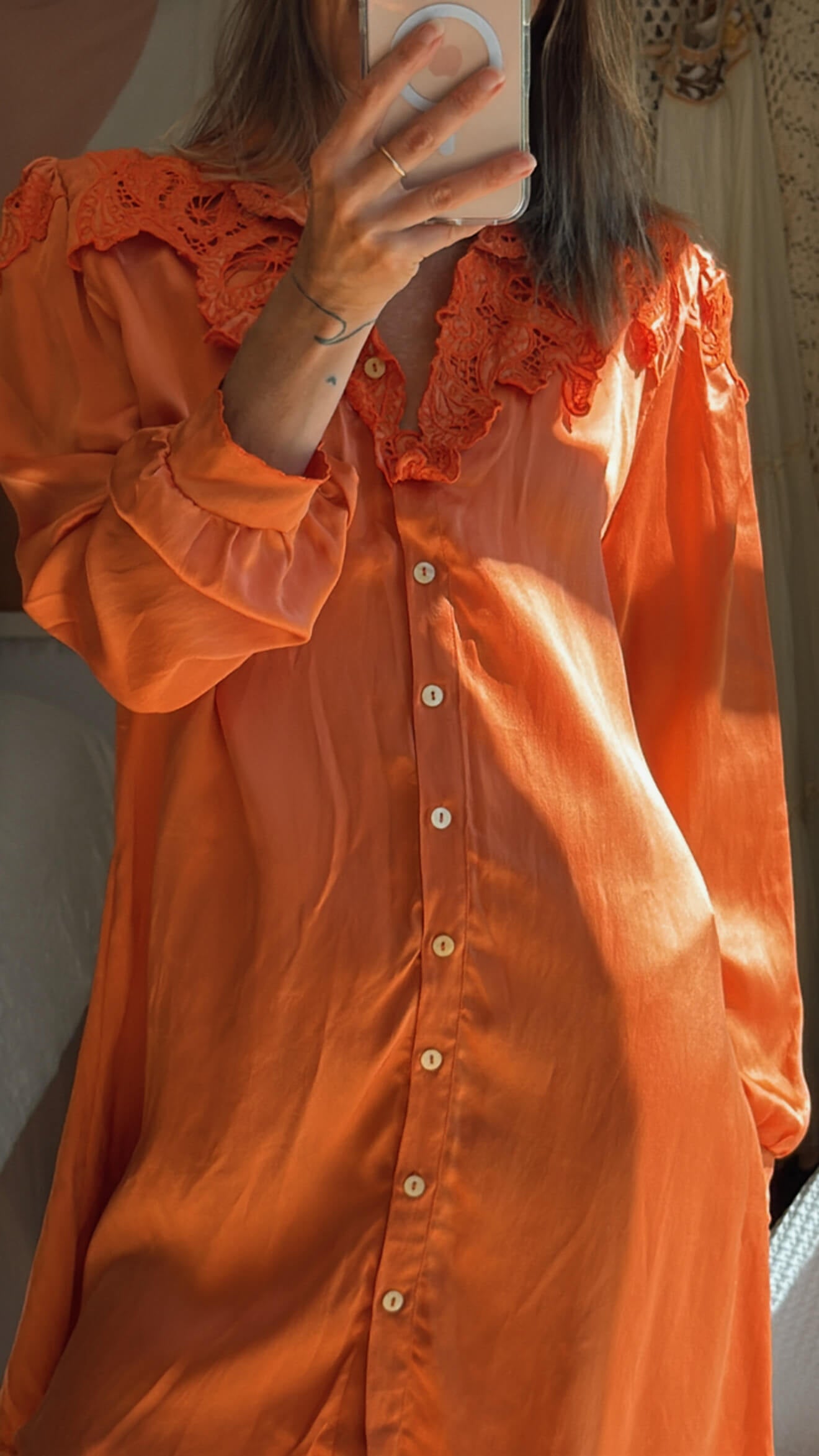 CHASING UNICORNS // Coral Silk Dress // BNWT // Large