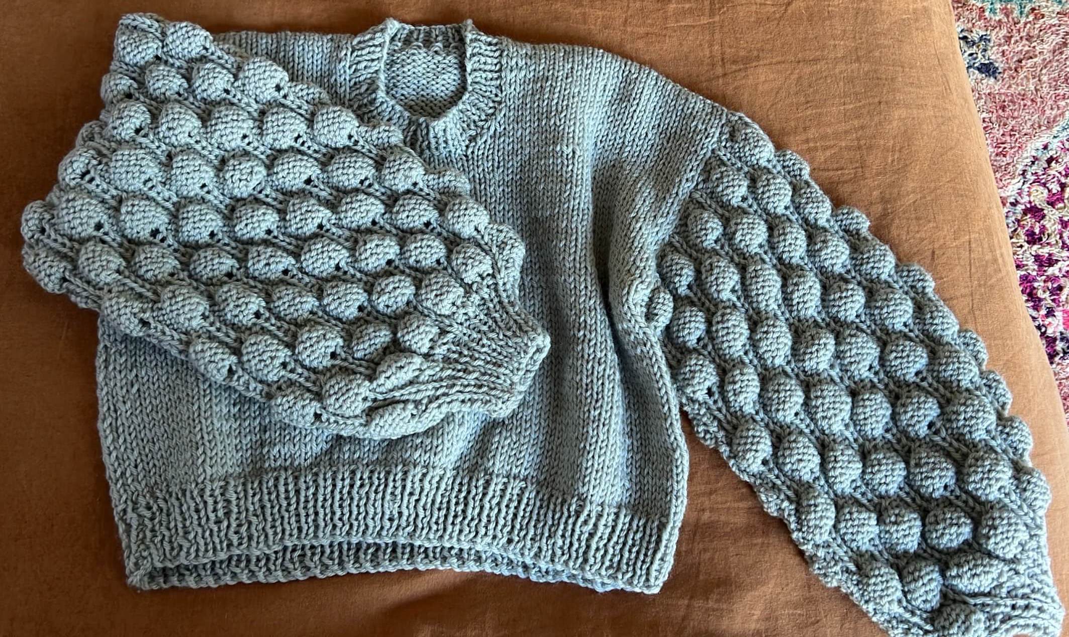 TINY HEARTS // Bobble Sleeve Crew // Grey Wool