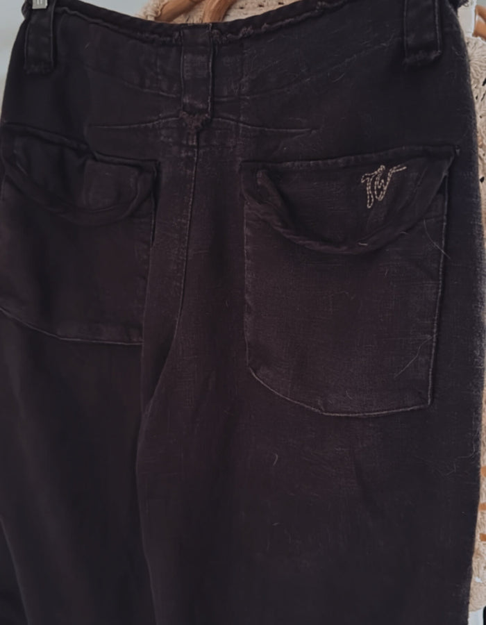 TOM WOLFE // Wide Legged Ramie Pants // Chocolate // Small