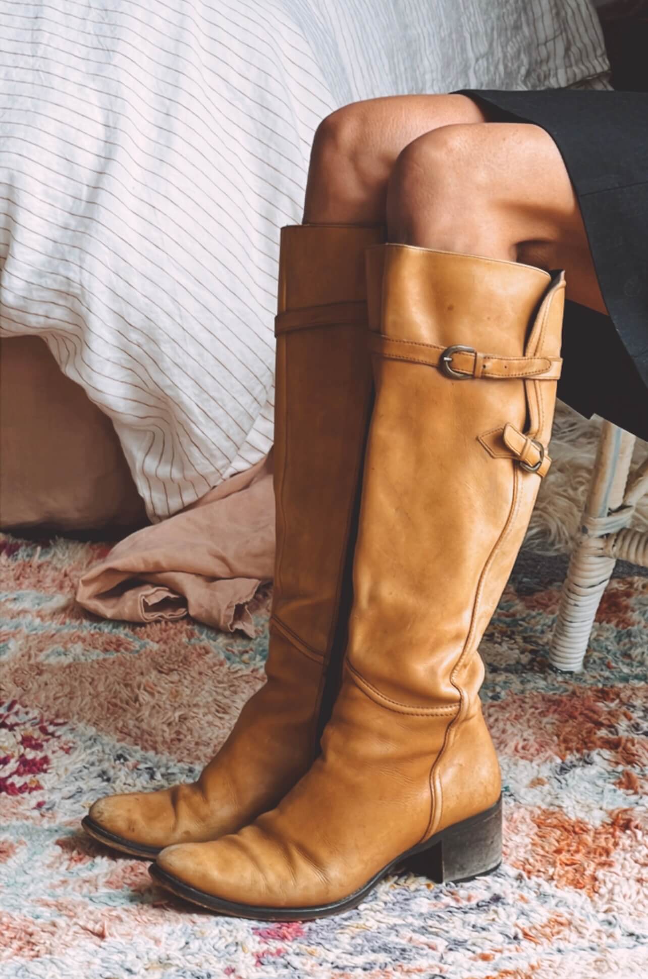 Tan Leather Knee-High Boots by Lavorazione Artigiana // Size 39