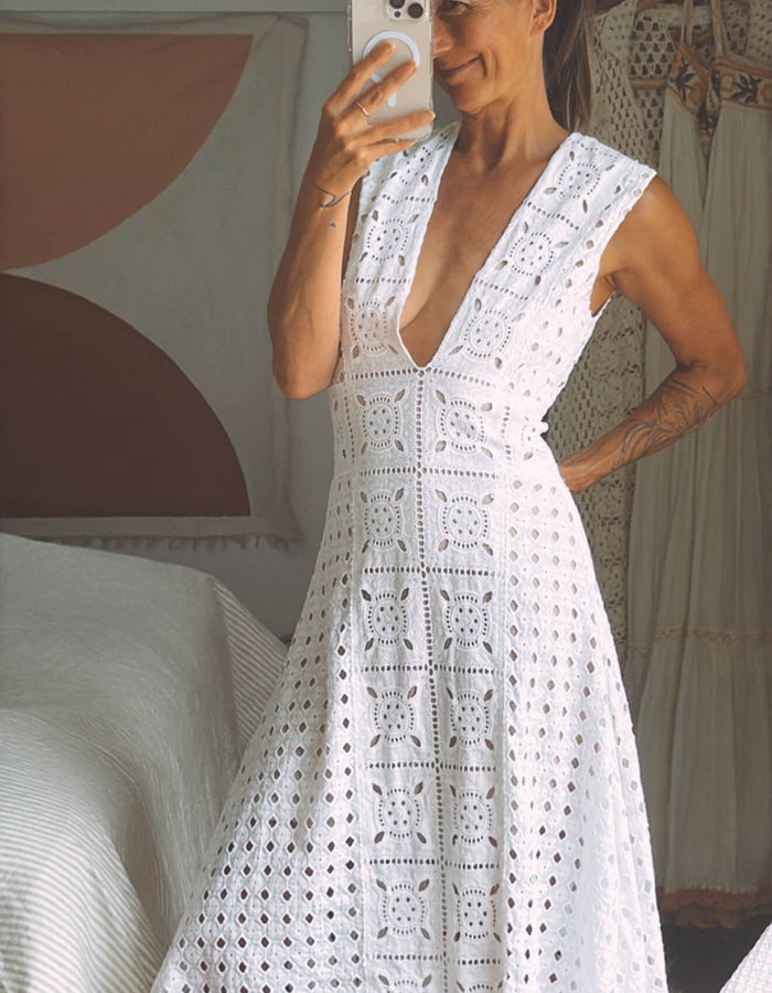 SHAKUHACHI // Diamond Debby // Deep V Dress // Size 8