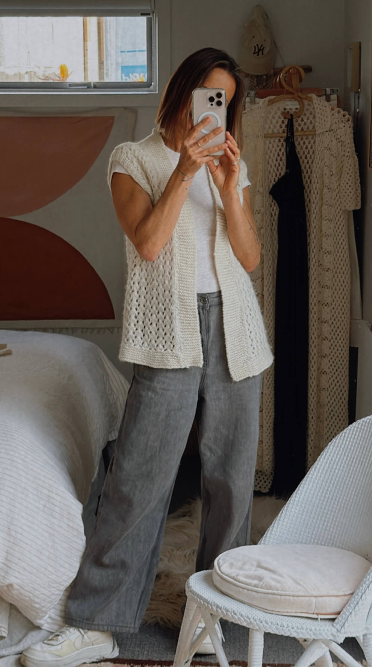 CROCHET VEST // Pure Wool // Cream // Free Size