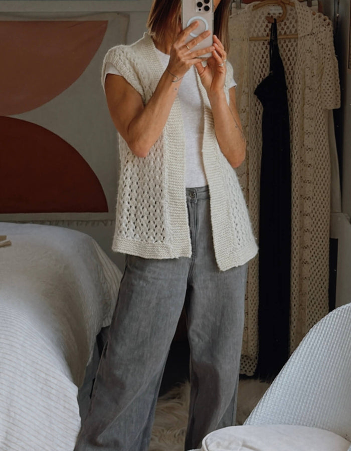 CROCHET VEST // Pure Wool // Cream // Free Size