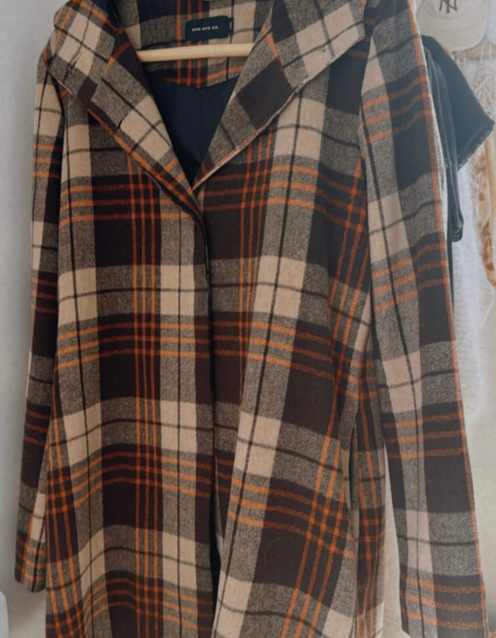 RPM // Checked Woollen Duffel Coat // Size 8