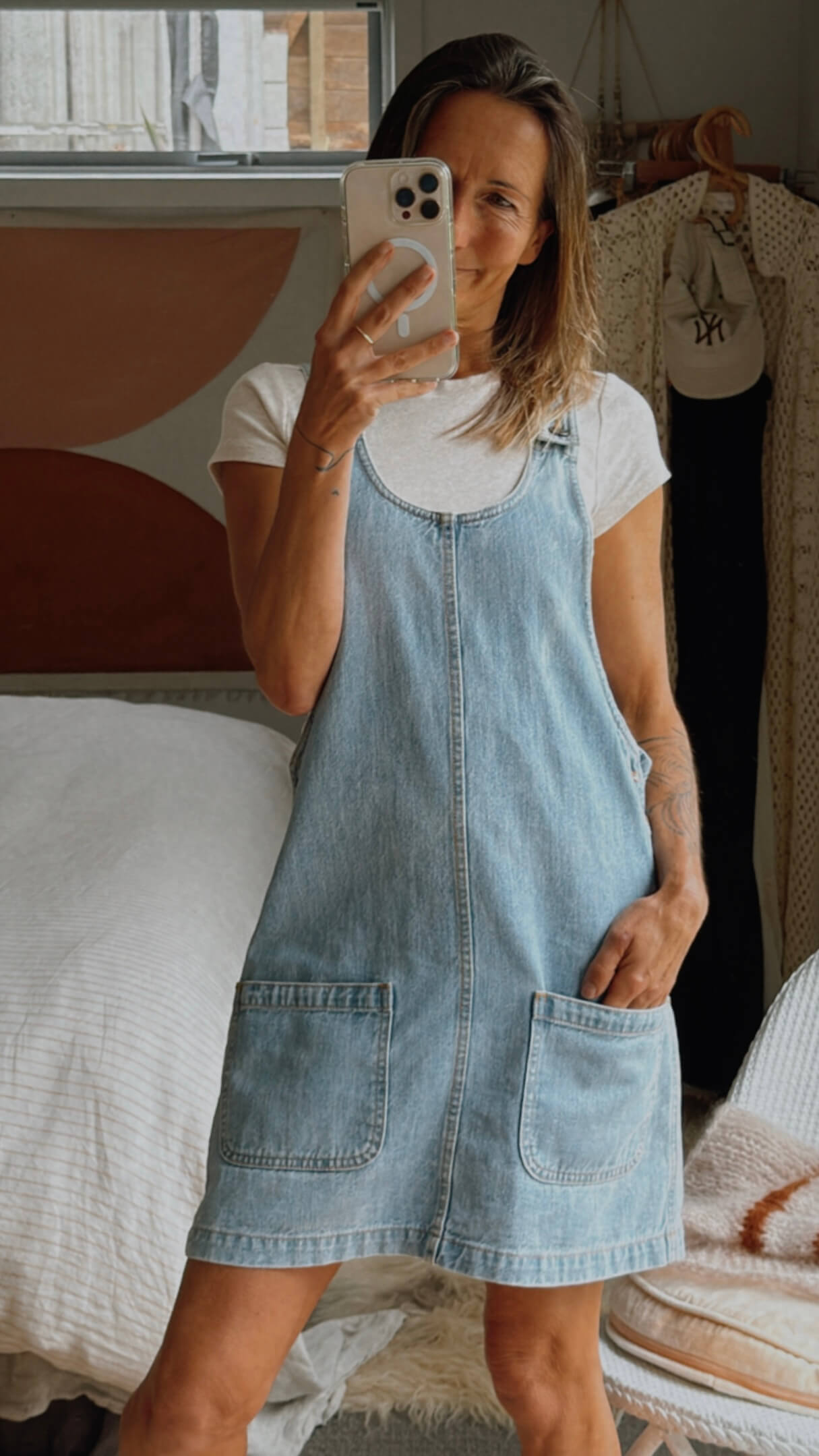 ALL ABOUT EVE // Denim Pinafore Dress // Size 10