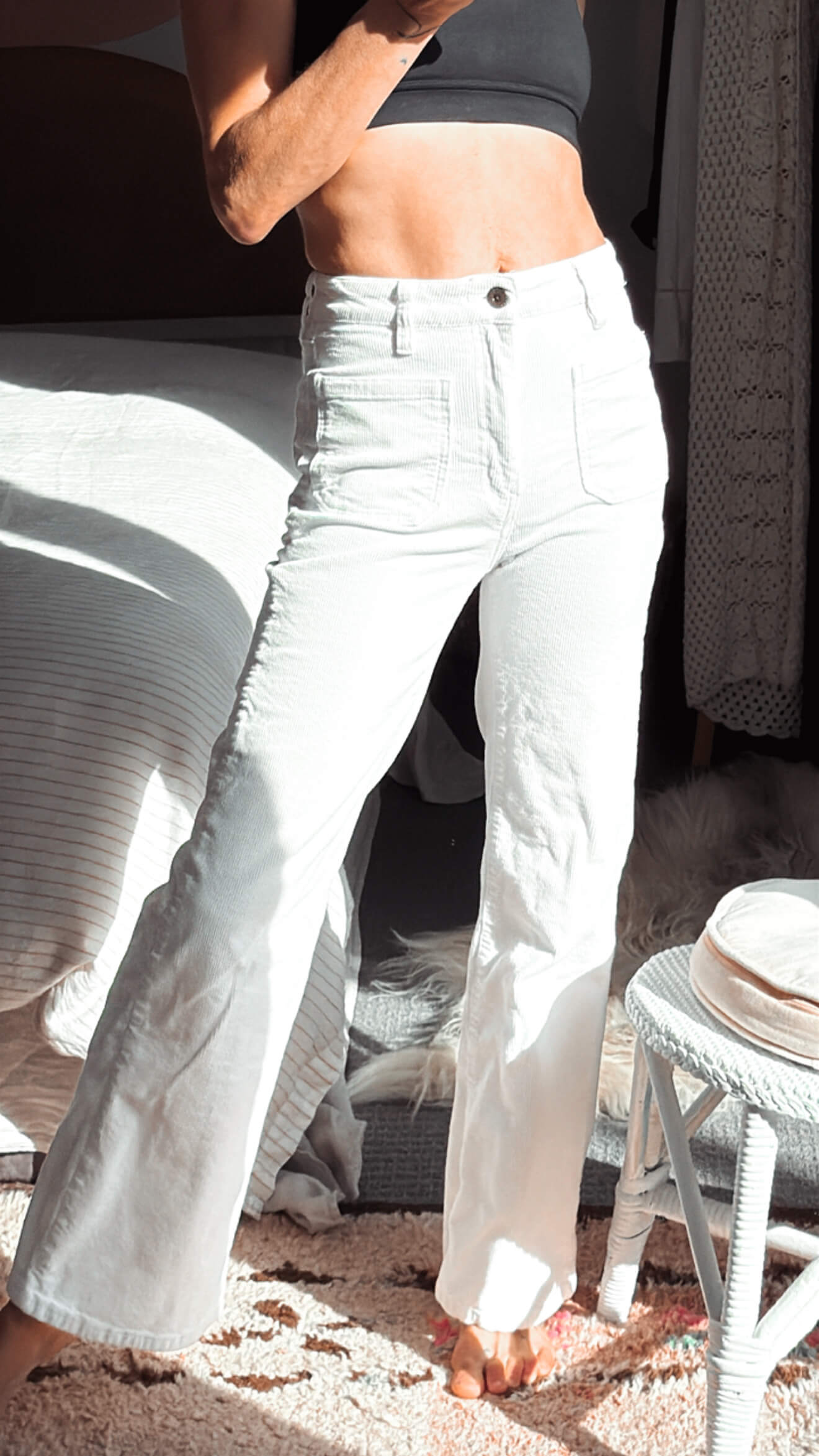 COTTON ON // White Cord Flare Jeans // Size 8