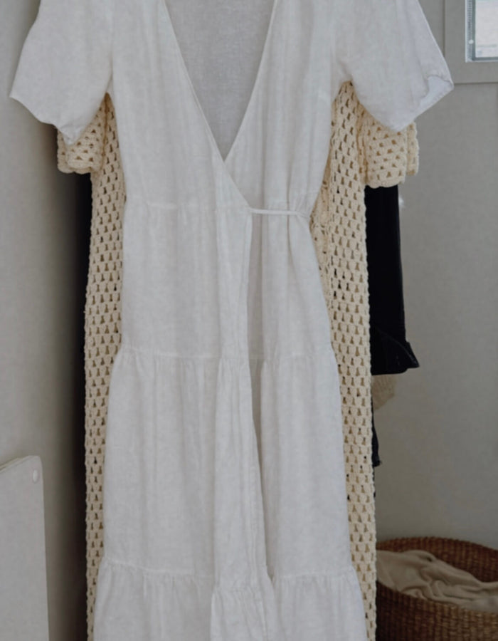 GLASSONS // Wrap Dress // White Cotton // Size 8