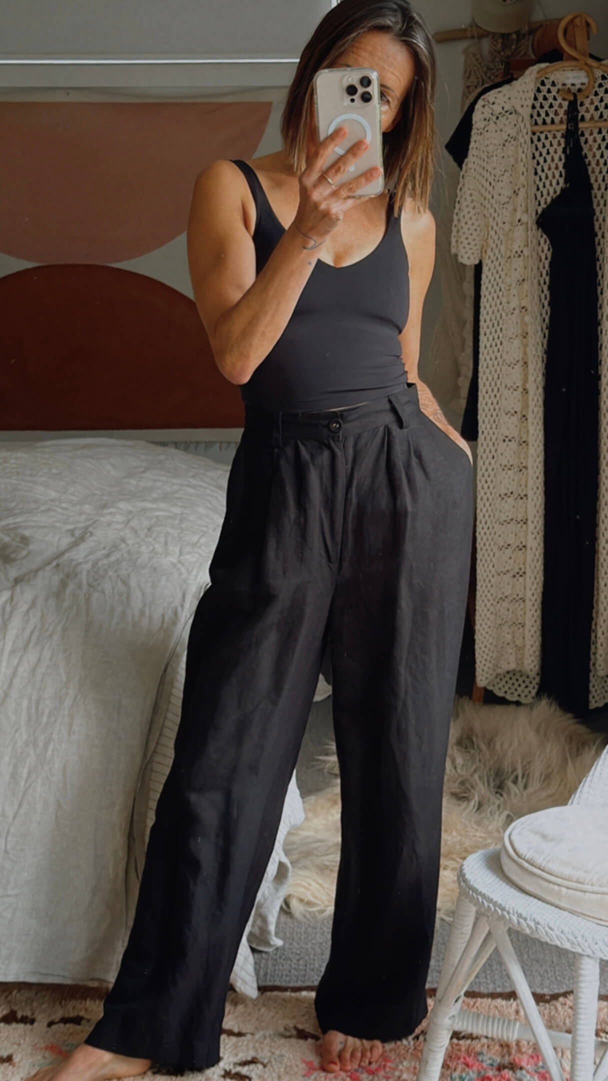 ROLLA'S // Chloe Pleat Linen Pants // Black // Size 8