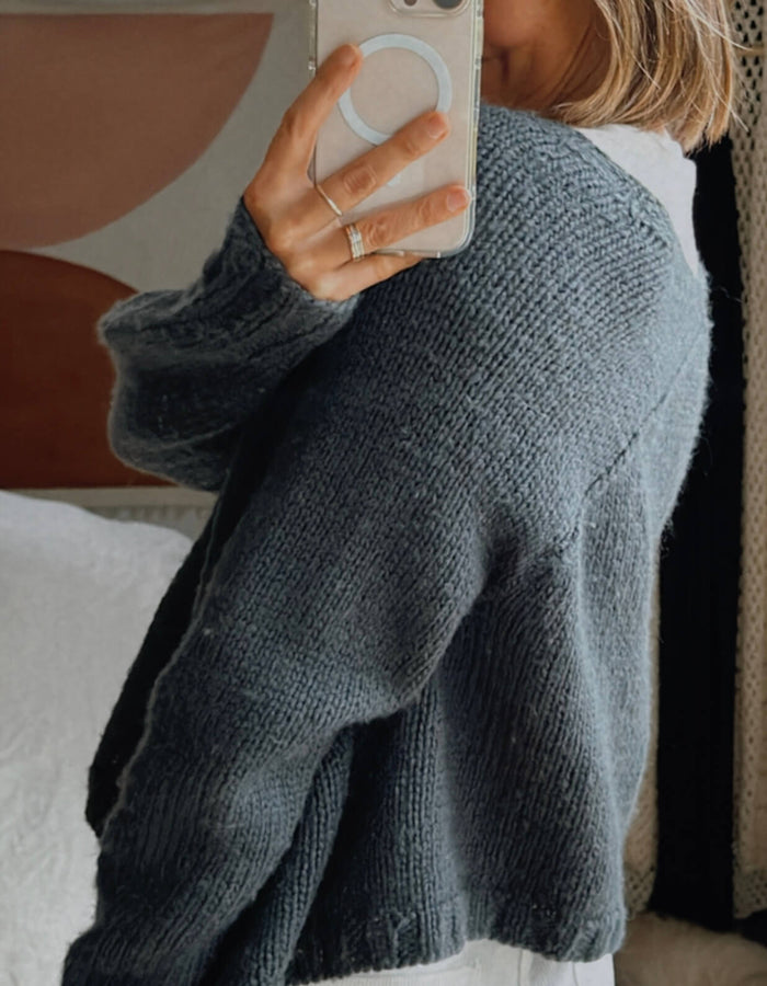 Hand-knitted Navy Cardi // Free Size