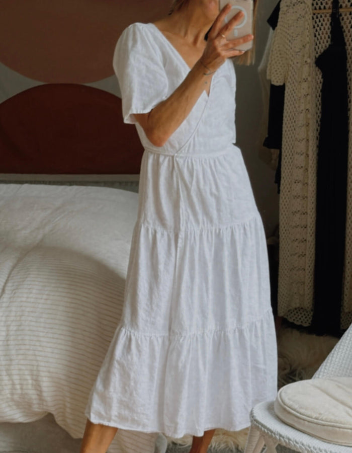 GLASSONS // Wrap Dress // White Cotton // Size 8