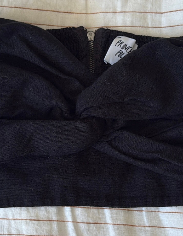 PRINCESS POLLY // Black Linen Bandeau // Size 8