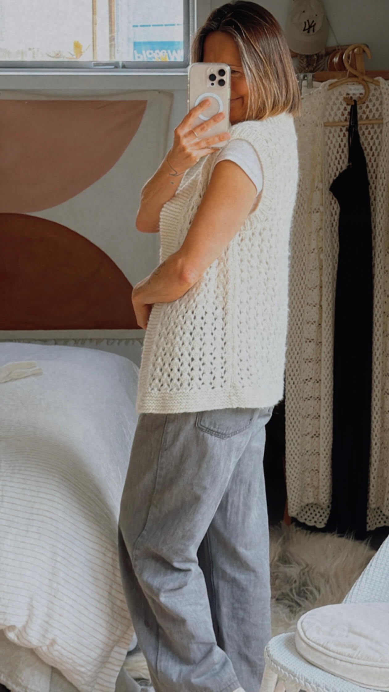 CROCHET VEST // Pure Wool // Cream // Free Size
