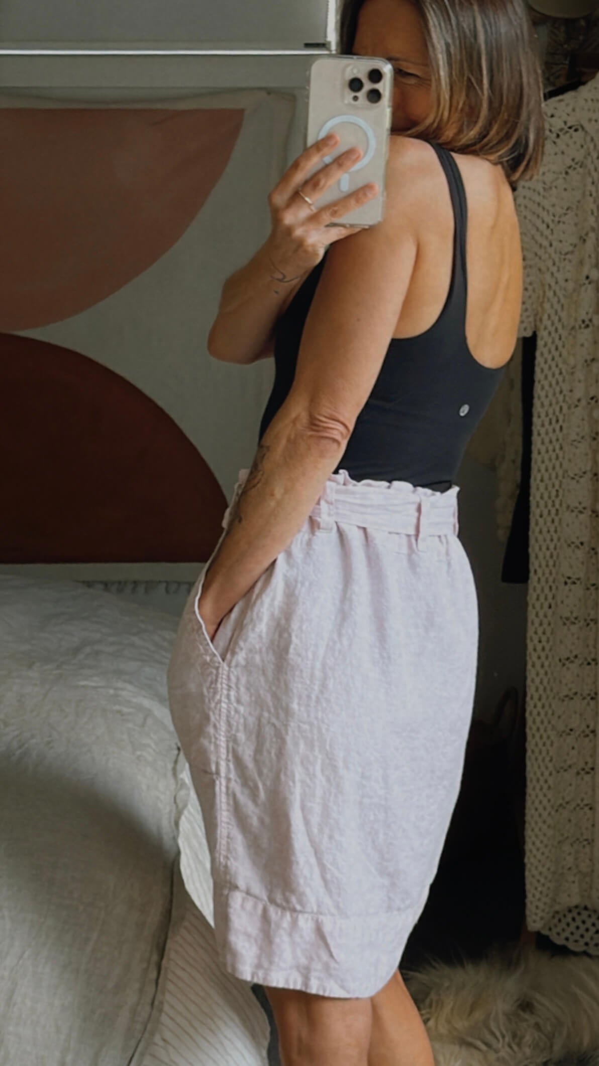 MAX // Linen Midi Skirt // Pale Pink // Size 8