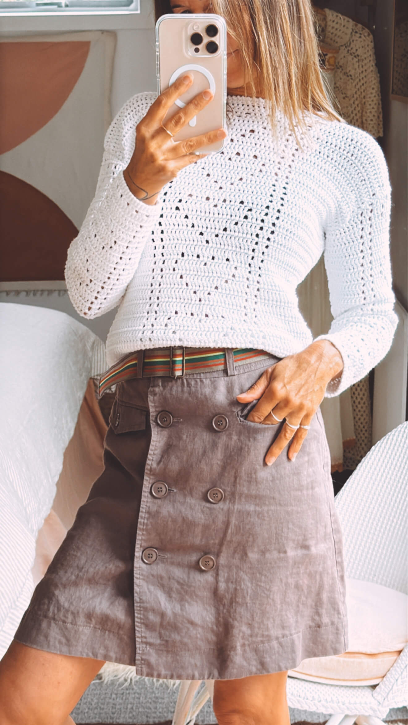 KATE SYLVESTER Linen Army Skirt // XS