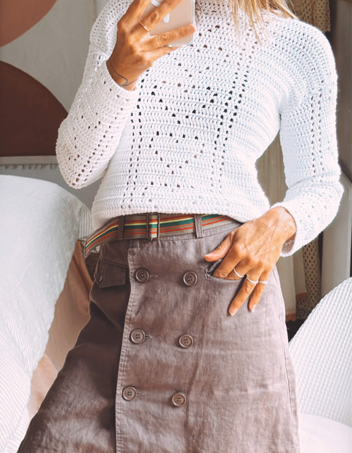 KATE SYLVESTER Linen Army Skirt // XS
