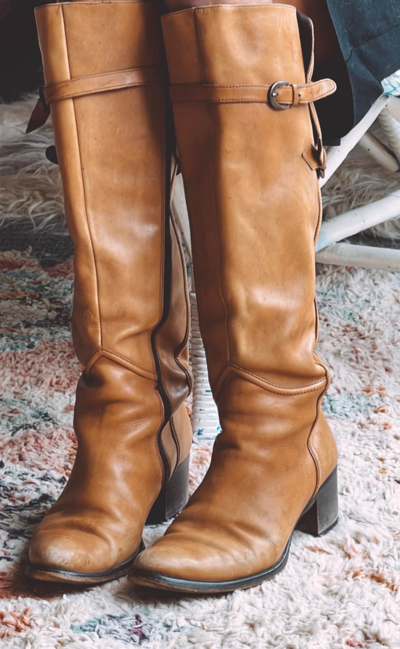 Tan Leather Knee-High Boots by Lavorazione Artigiana // Size 39