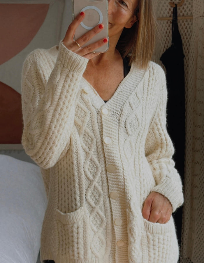 Hand-knitted Arran Cardi // S/M