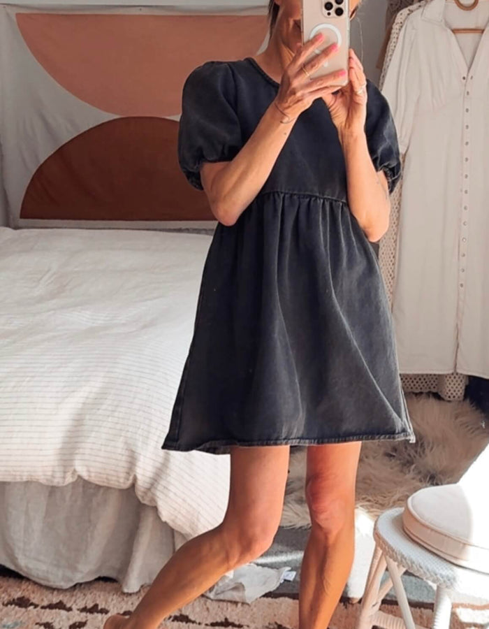 COTTON ON // Black Denim Mini Dress // S/M