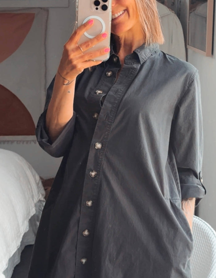 TRENERY // Shirt Dress // Black // Size 12