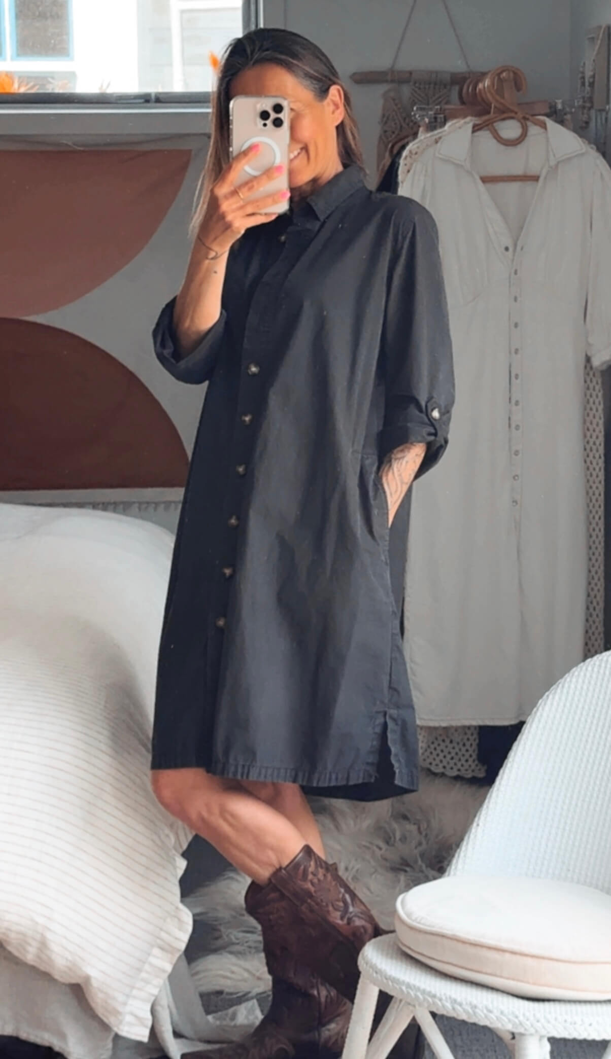 TRENERY // Shirt Dress // Black // Size 12