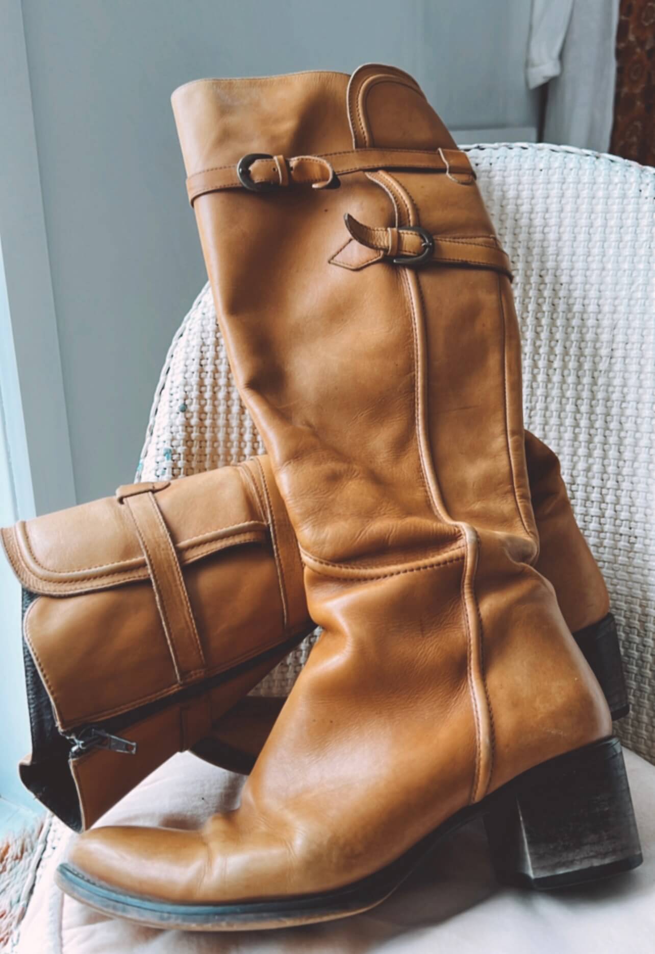 Tan Leather Knee-High Boots by Lavorazione Artigiana // Size 39