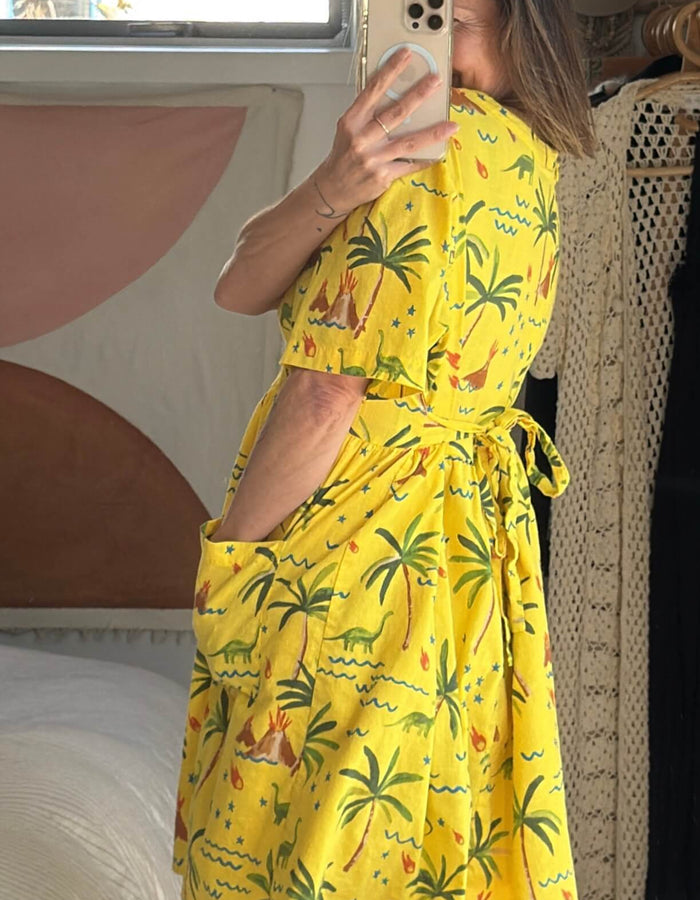 DANGERFIELD // Palm Desert Print Dress // Yellow // Size 14
