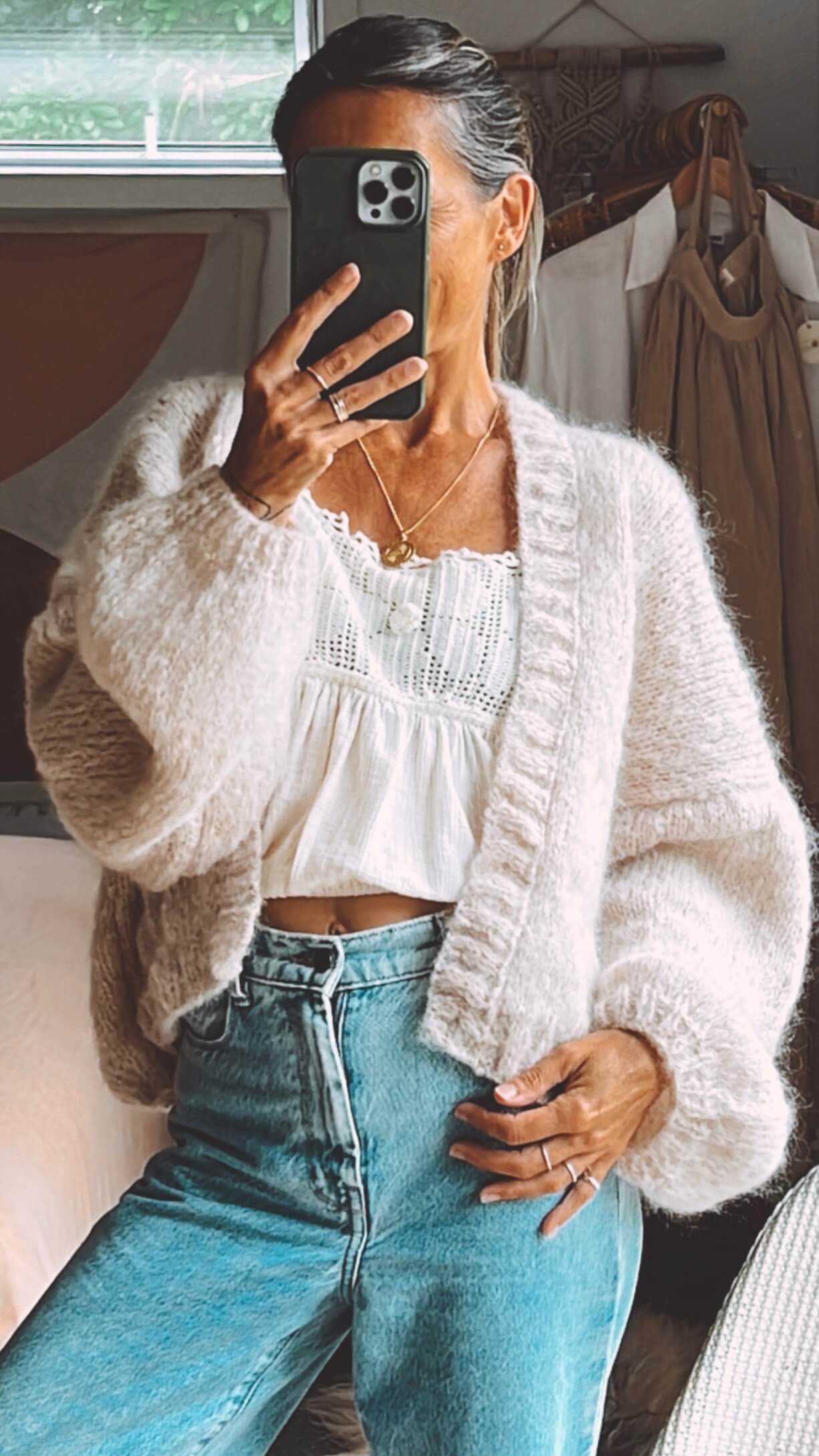WORN + WILDER // The Cropped Cardi // Buff Mohair // Free Size