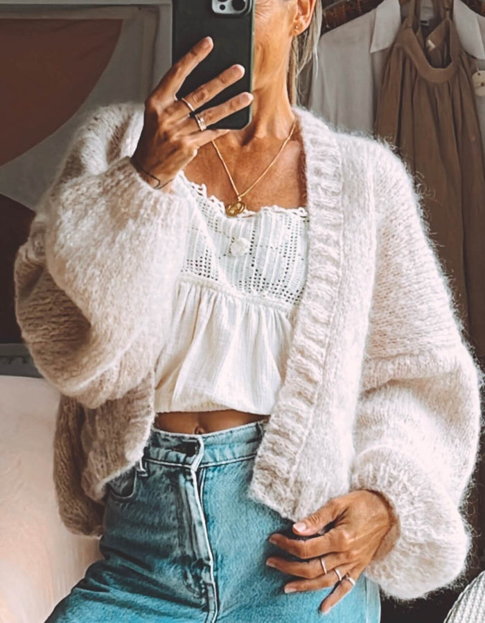WORN + WILDER // The Cropped Cardi // Buff Mohair // Free Size