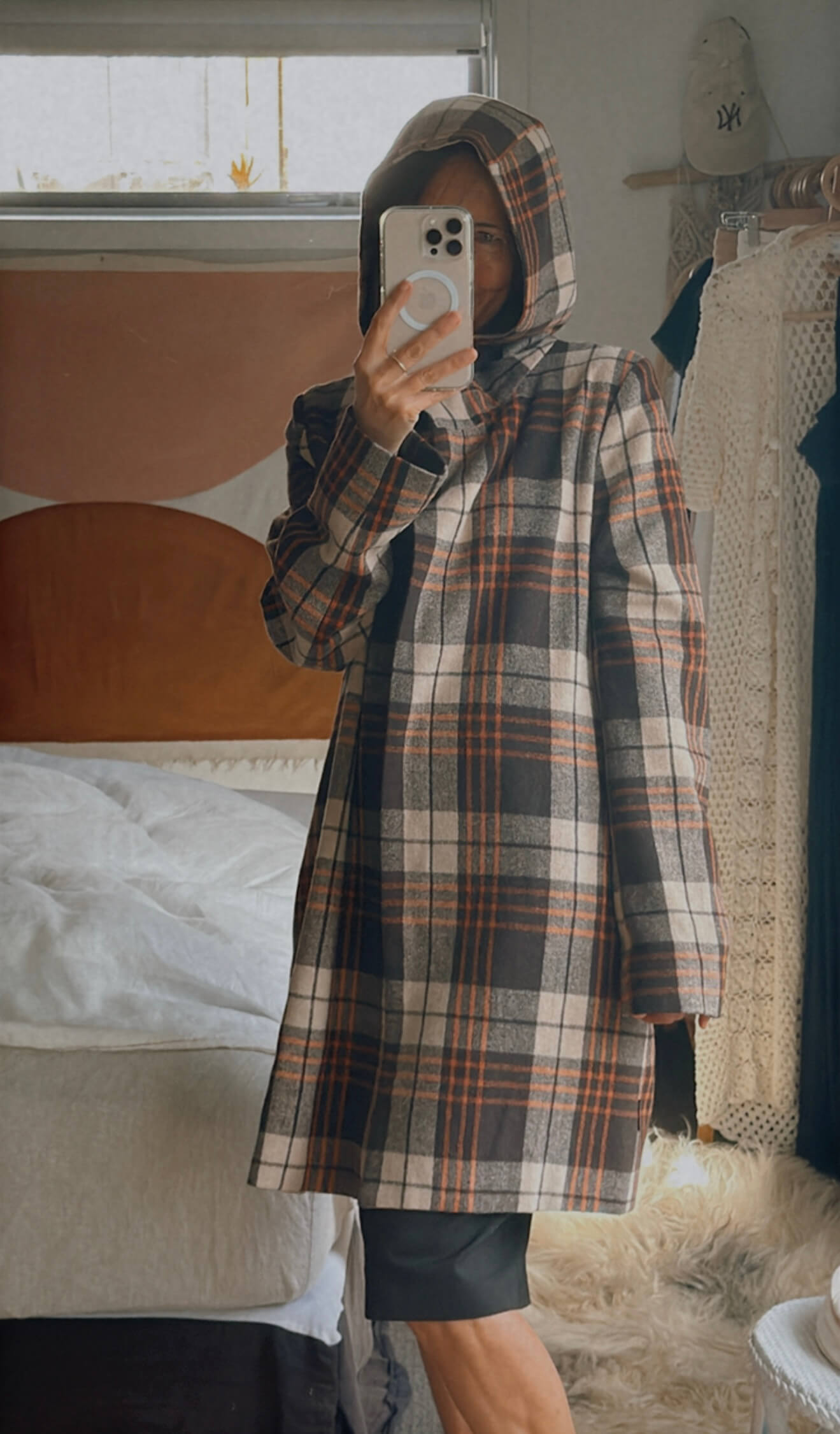 RPM // Checked Woollen Duffel Coat // Size 8