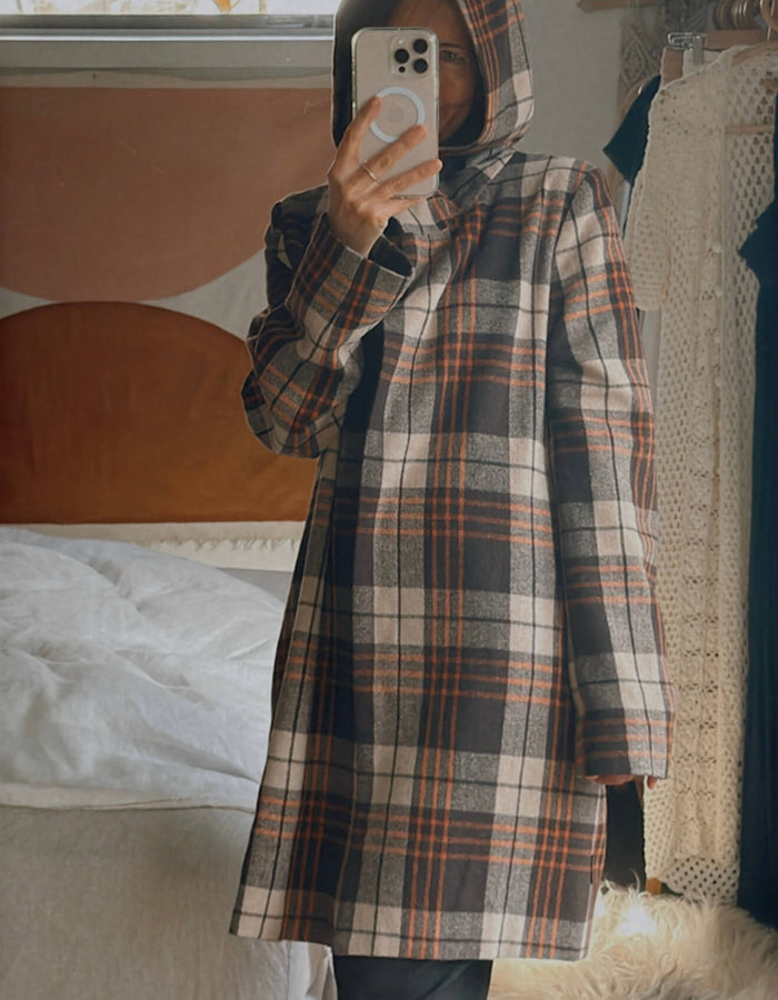 RPM // Checked Woollen Duffel Coat // Size 8