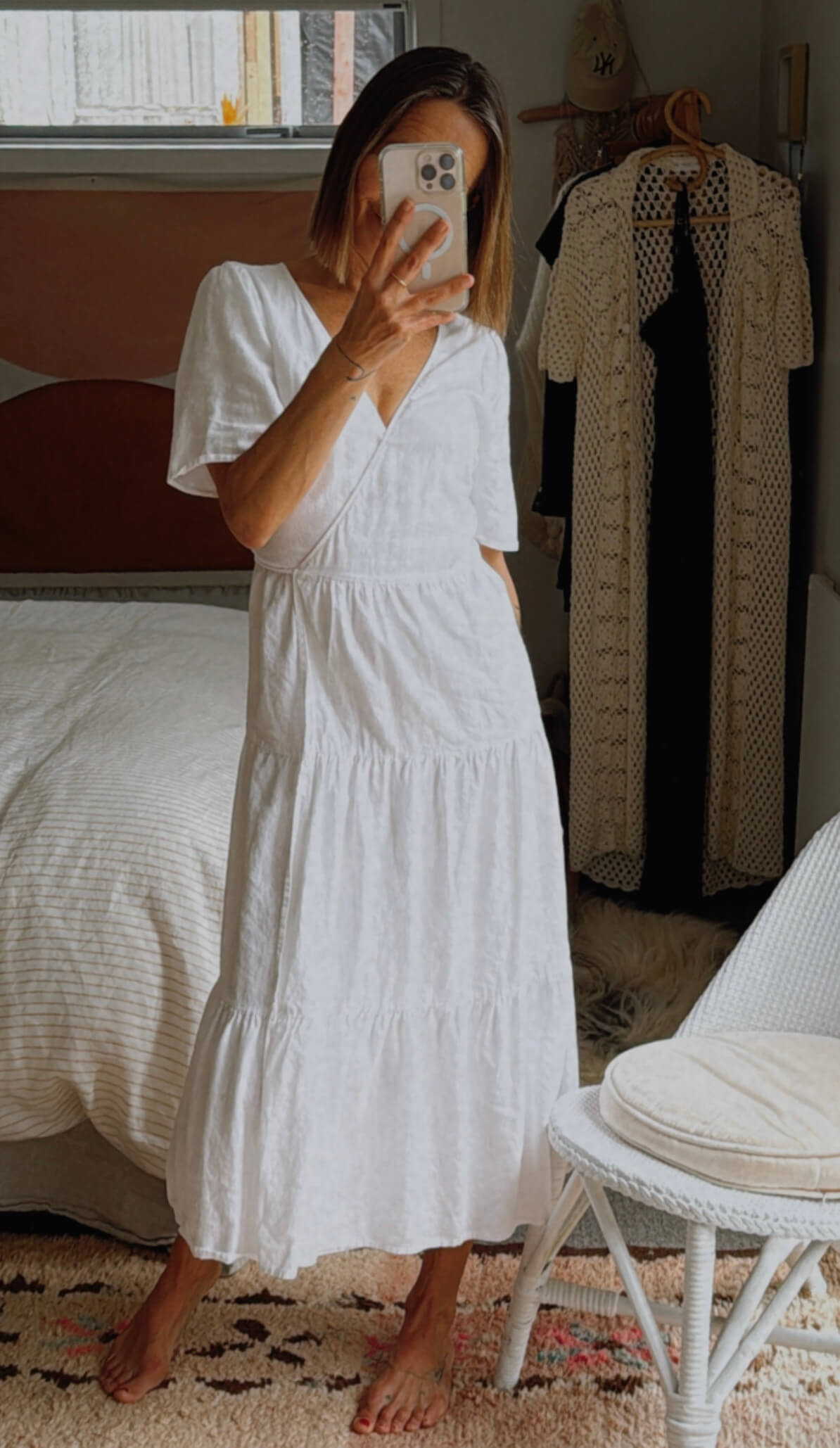 GLASSONS // Wrap Dress // White Cotton // Size 8
