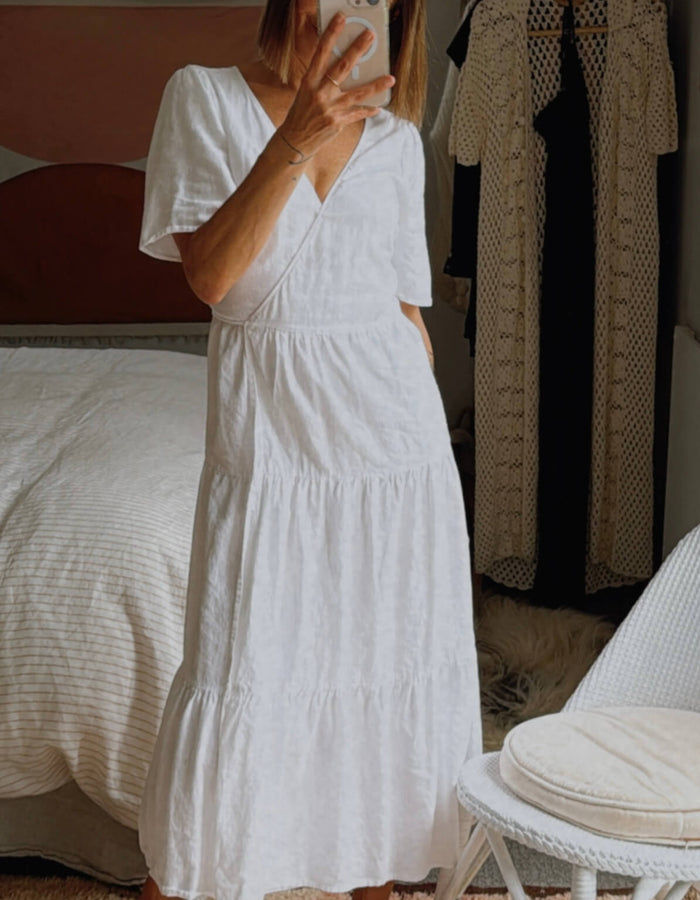 GLASSONS // Wrap Dress // White Cotton // Size 8