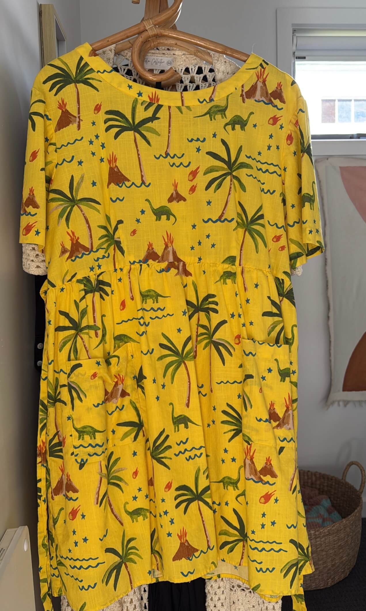 DANGERFIELD // Palm Desert Print Dress // Yellow // Size 14
