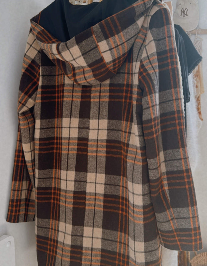 RPM // Checked Woollen Duffel Coat // Size 8
