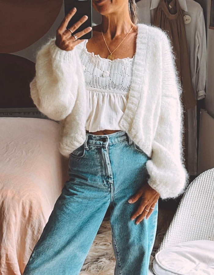 WORN + WILDER // The Cropped Cardi // Cream Mohair // Free Size
