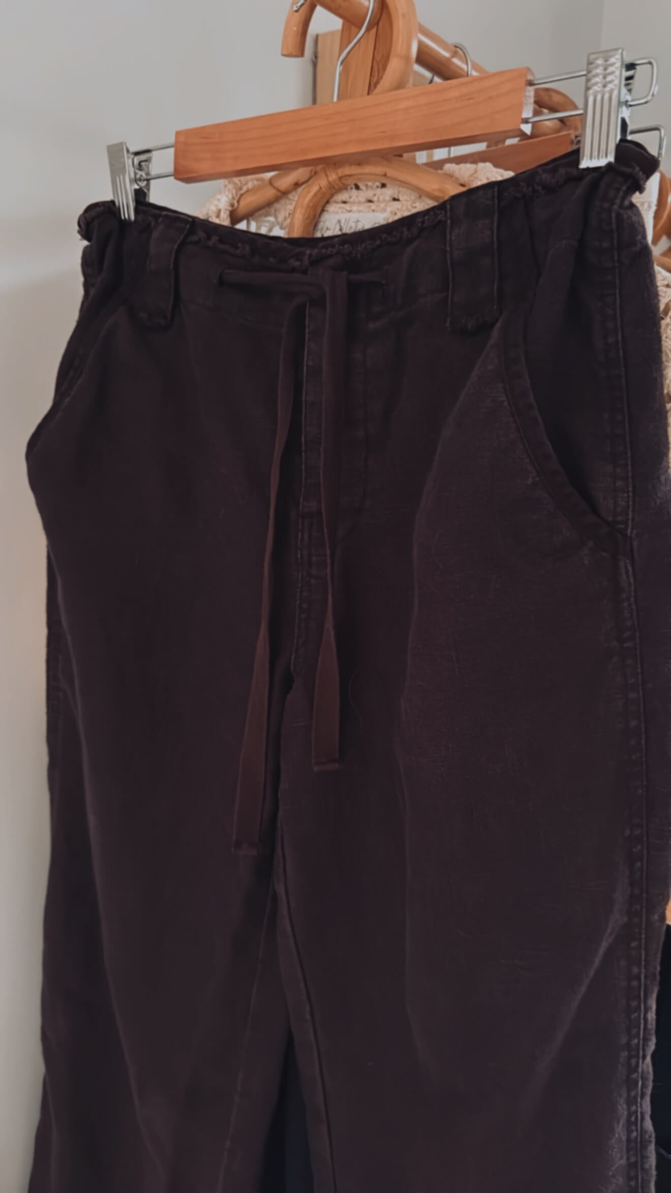 TOM WOLFE // Wide Legged Ramie Pants // Chocolate // Small