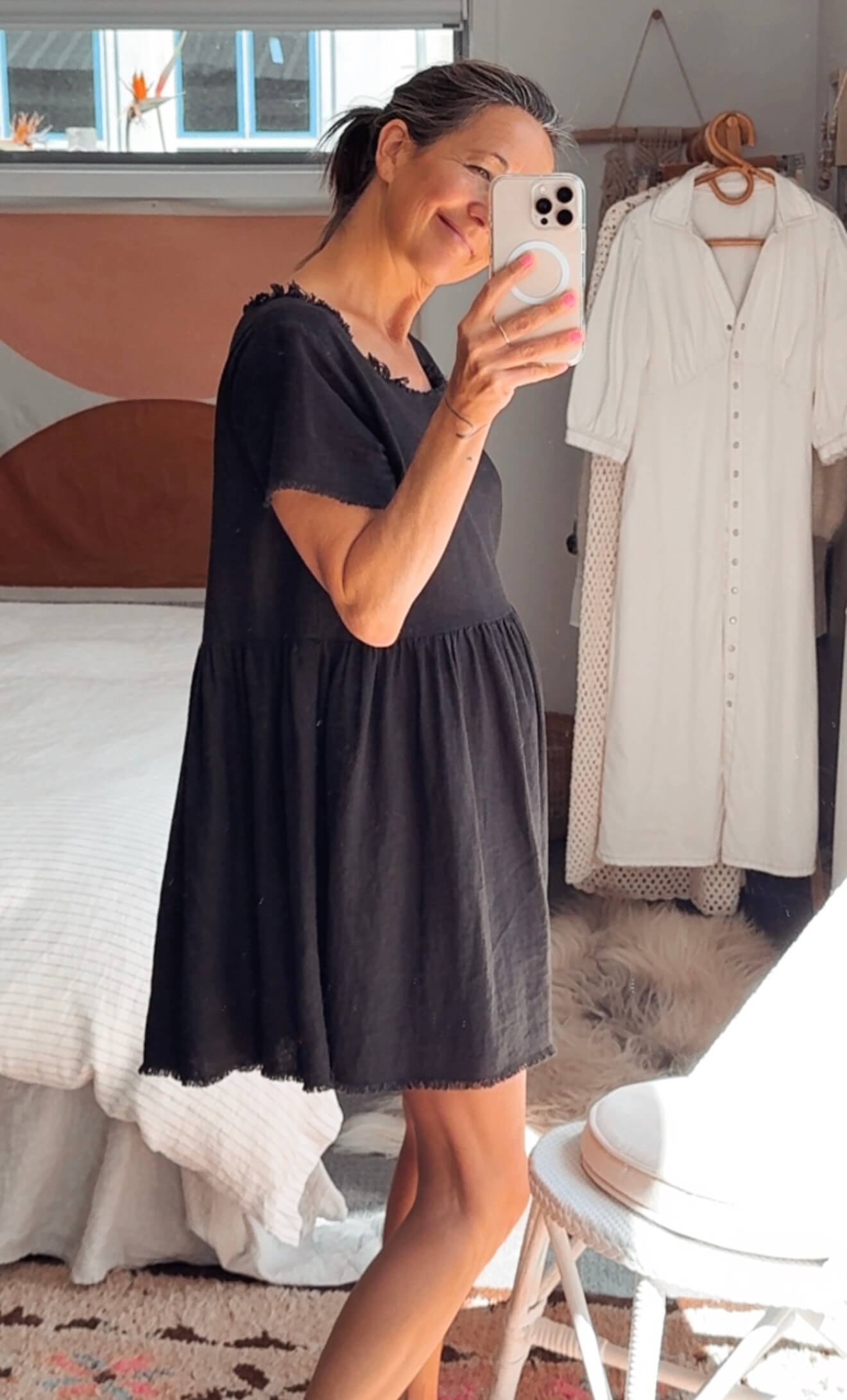 GLASSONS // Black Linen Mini Dress // Size 6