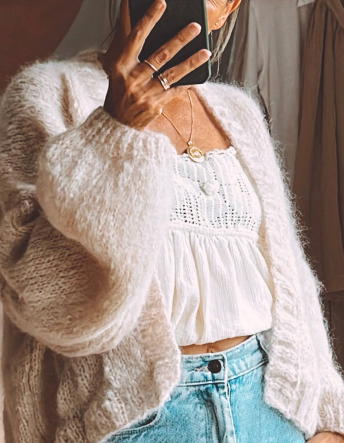 WORN + WILDER // The Cropped Cardi // Buff Mohair // Free Size
