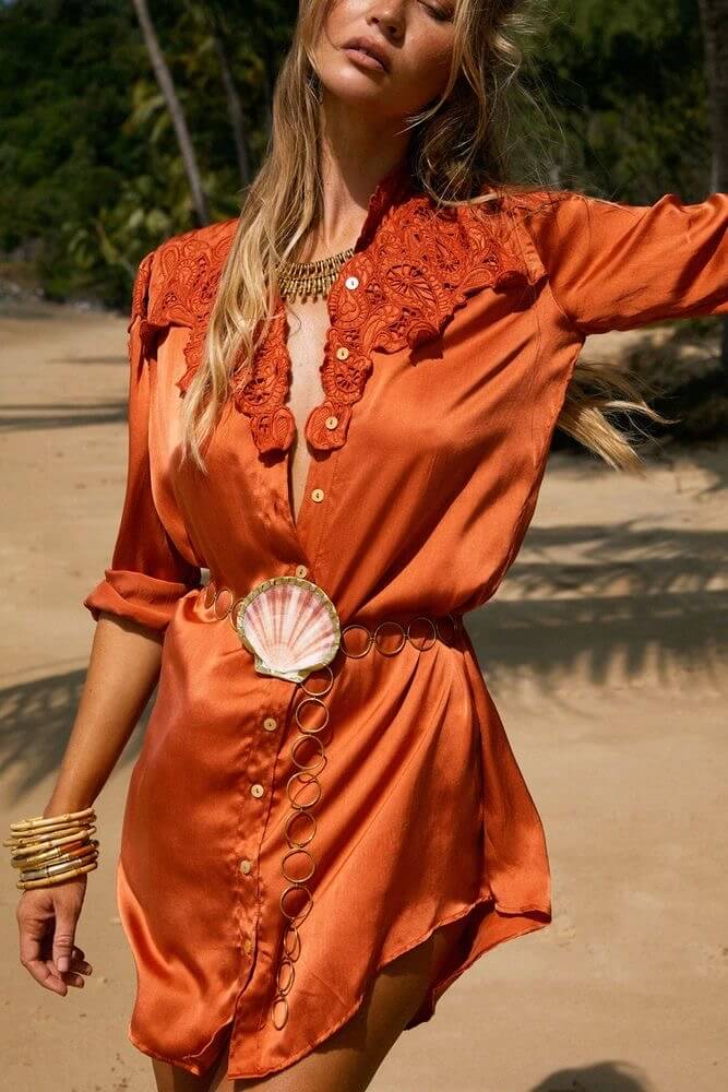 CHASING UNICORNS // Coral Silk Dress // BNWT // Large
