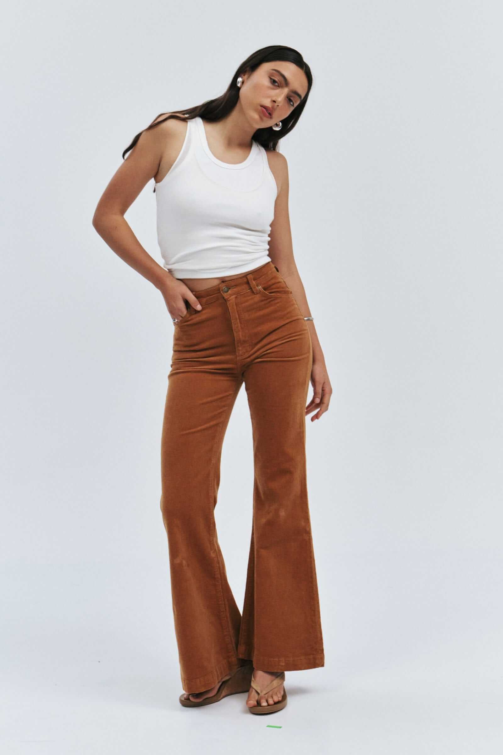 Rolla's Eastcoast // High Rise Flare // Caramel Cord // Size 26 (AUS/NZ 8)