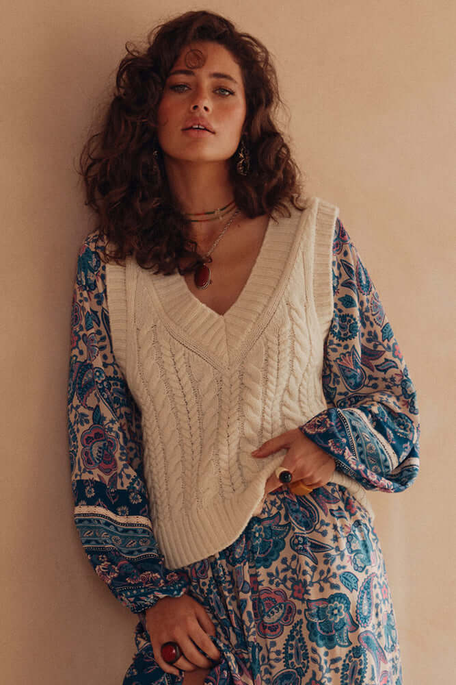 CROCHET VEST // Pure Wool // Cream // Free Size