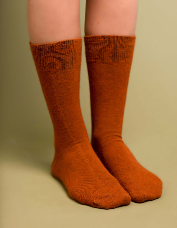 NOOAN Possum Merino Hamilton Socks - Burnt Orange