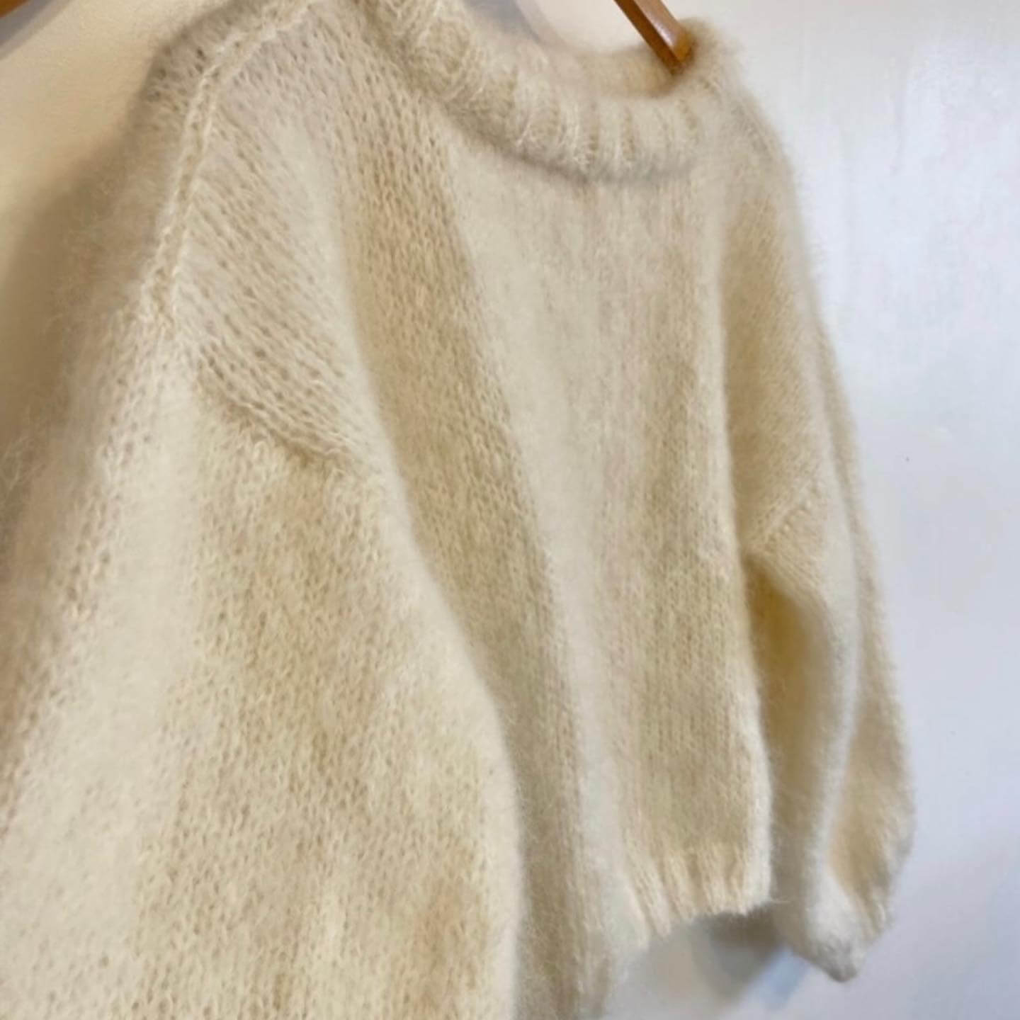 WORN + WILDER // The Cropped Crew // Cream Mohair // Free Size