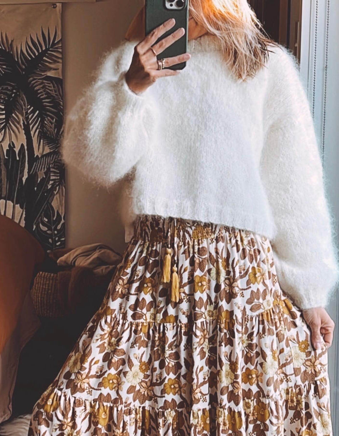 WORN + WILDER // The Cropped Crew // Cream Mohair // Free Size