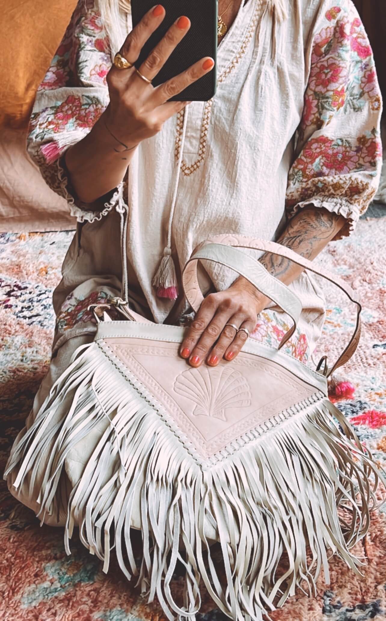 TANAH FOLK // Siren Leather Bag // Blush